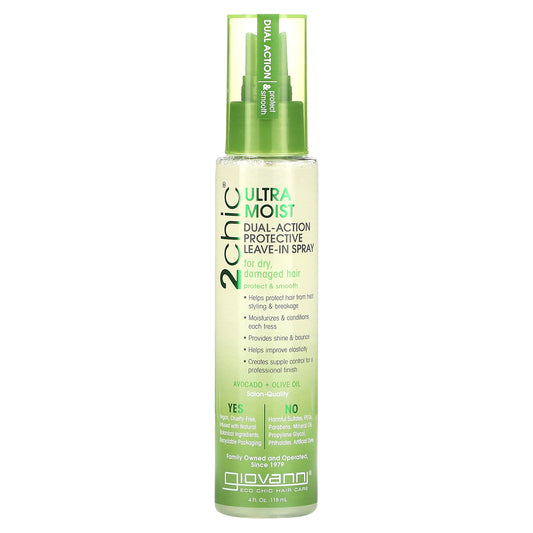 Giovanni, 2chic, Ultra-Moist Dual Action Protective Leave-In Spray, For Dry, Damaged Hair,  Avocado + Olive Oil, 4 fl oz (118 ml)