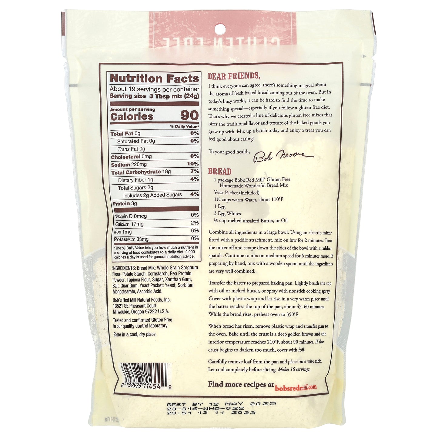 Bob's Red Mill, Homemade Wonderful Bread Mix, Gluten Free, 16 oz (454 g)