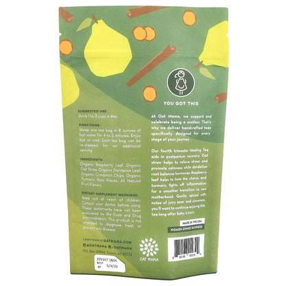 Oat Mama, Postpartum Healing Tea, Spiced Pear, Caffeine Free, 14 Tea Bags, 32 g