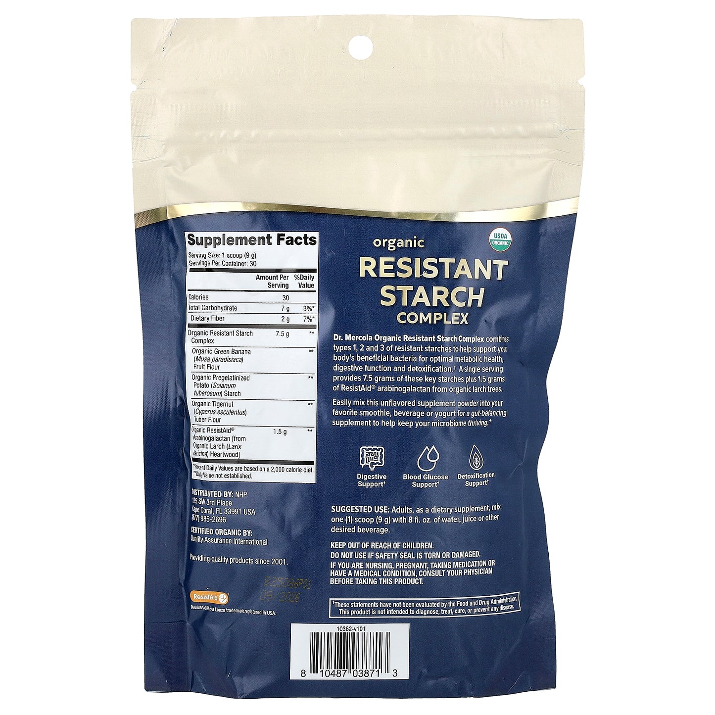 Dr. Mercola, Organic Resistant Starch Complex, Unflavored, 9.52 oz (270 g)