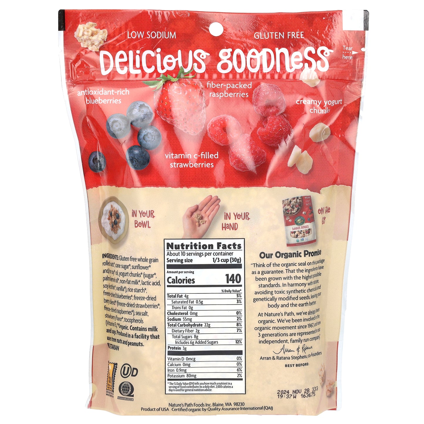 Nature's Path, Organic Crunchy Granola, Summer Berries, 11 oz (312 g)