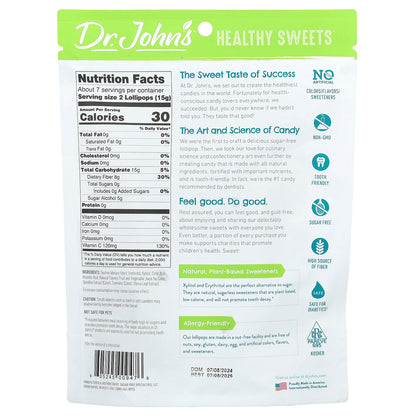 Dr. John's Healthy Sweets, Creamsicle Swirl Lollipops, Blackberry, Blue Raspberry, Orange, Peach, & Strawberry, Sugar Free, 3.85 oz (109 g)