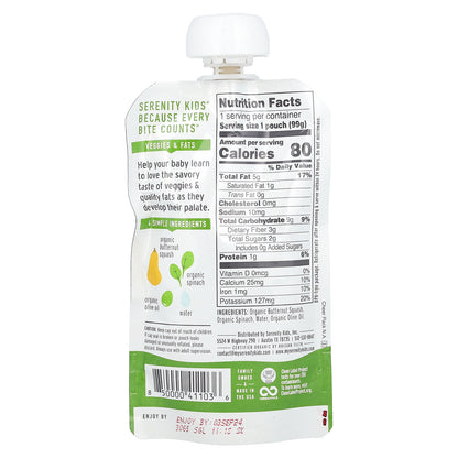 Serenity Kids, Organic Butternut Squash & Spinach with Olive Oil, 6+ Months, 3.5 oz (99 g)