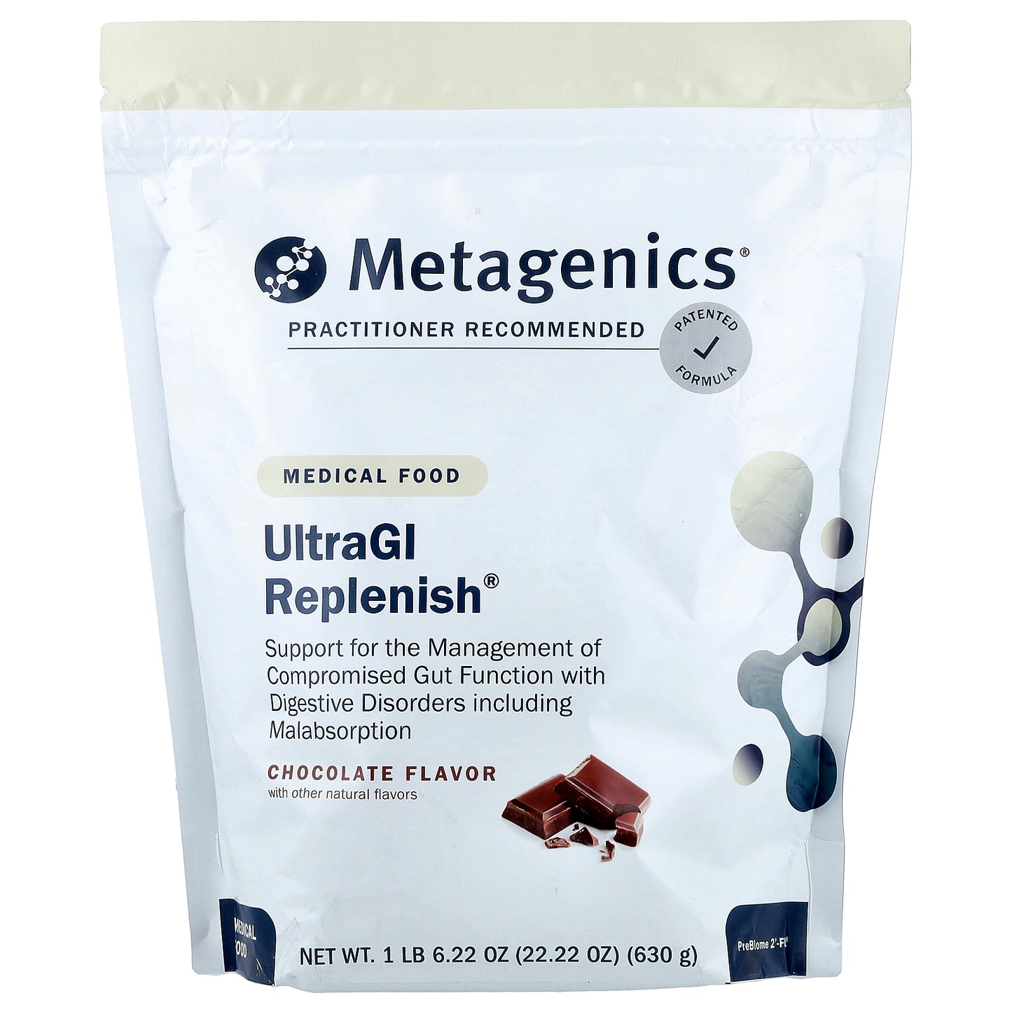 Metagenics, UltraGI Replenish, Chocolate, 22.22 oz (630 g)