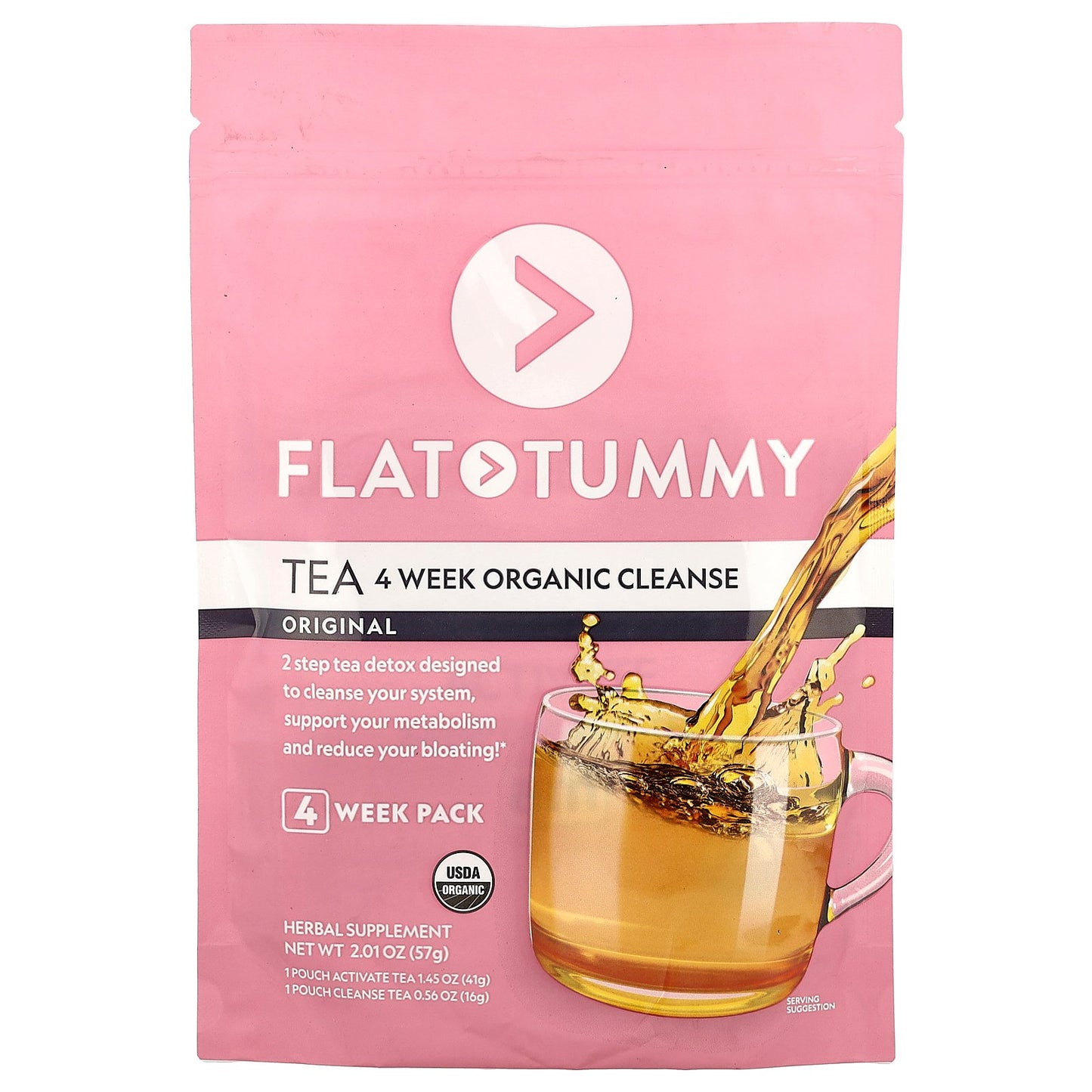 Flat Tummy, Tea, 4 Week Organic Cleanse, Original, 2.01 oz (57 g)