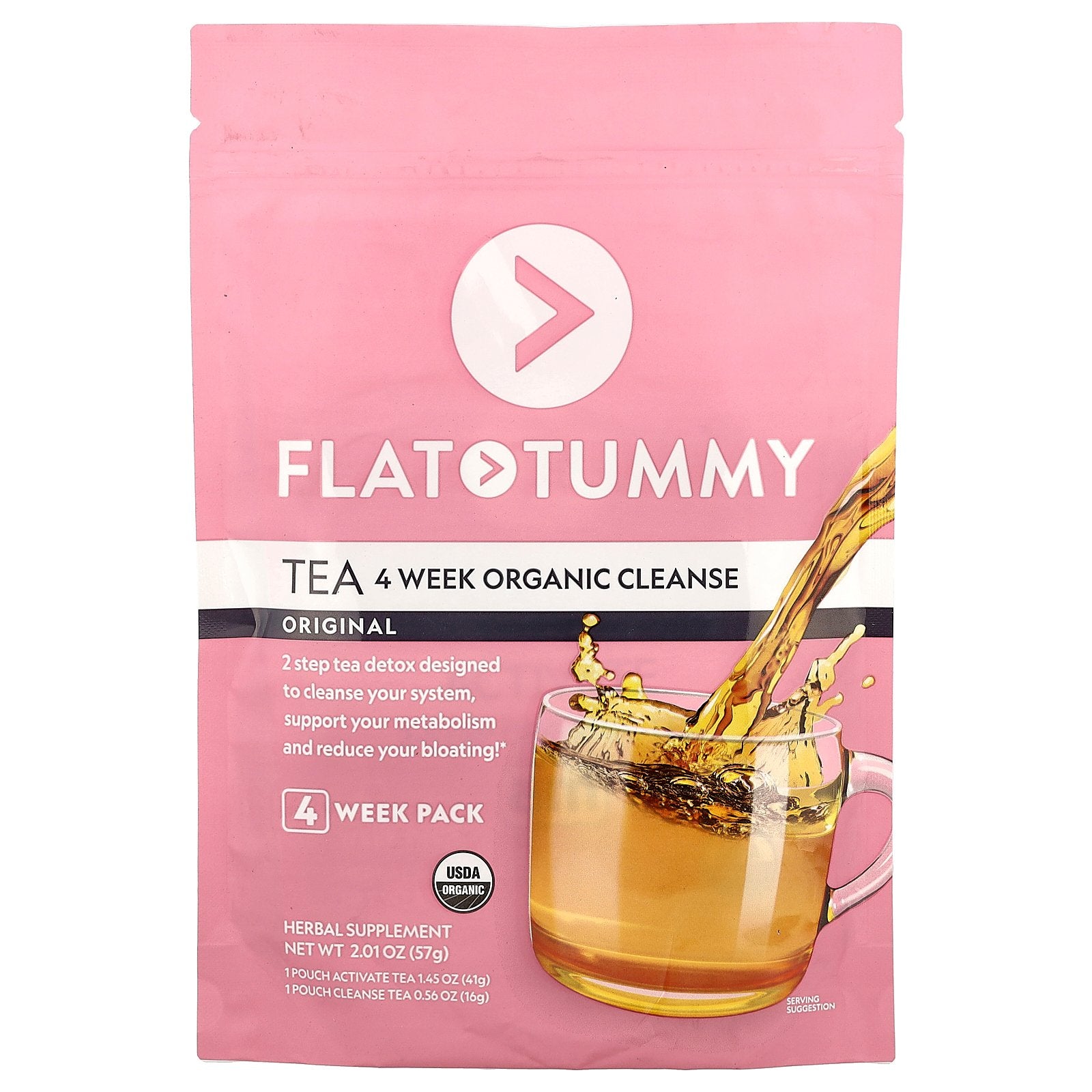 Flat Tummy, Tea, 4 Week Organic Cleanse, Original, 2.01 oz (57 g)