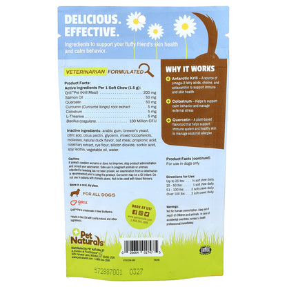 Pet Naturals, Allergy + Calming®, For All Dogs, Duck, 60 Bite-Sized Soft Chews, 3.17 oz (90 g)