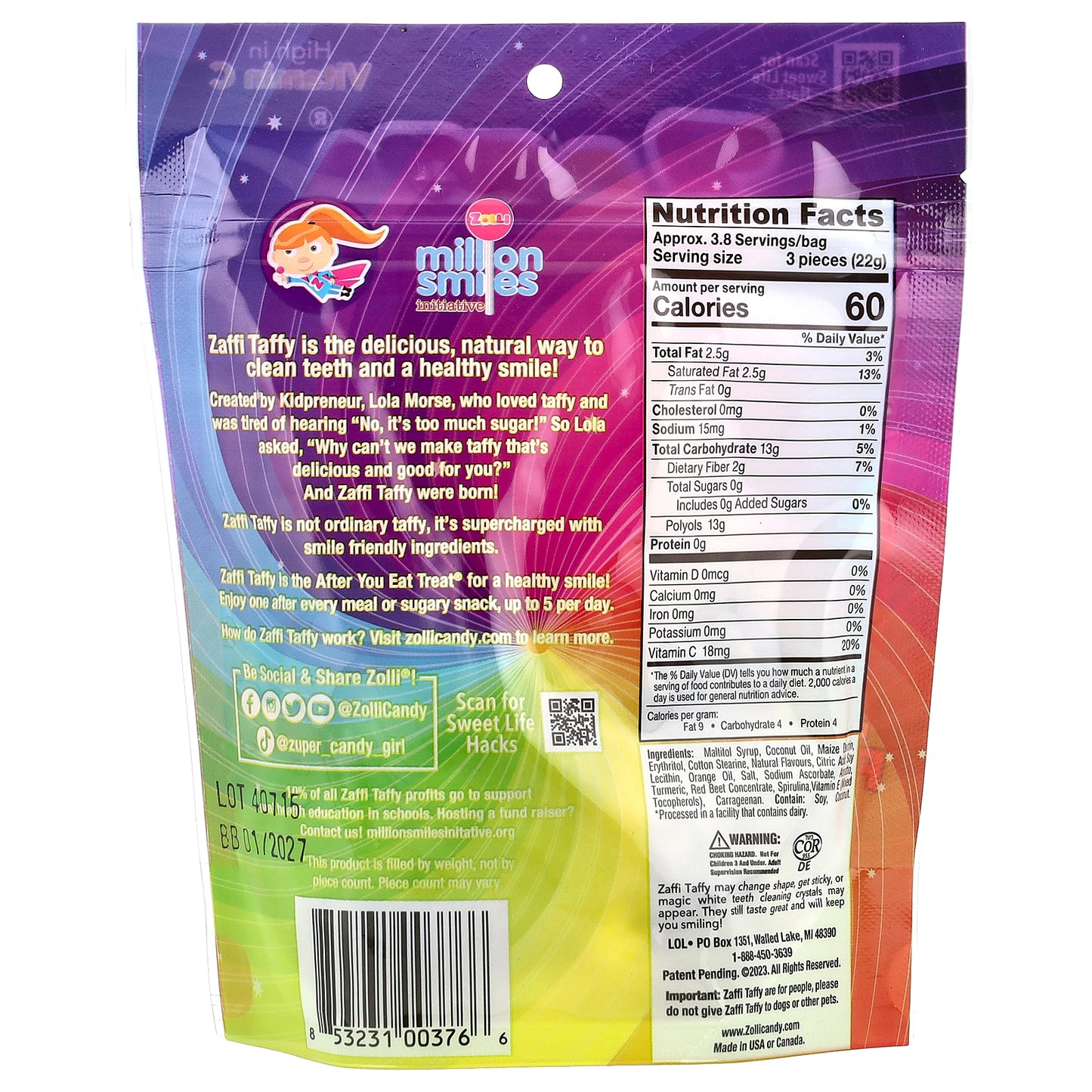 Zollipops, Zaffi® Taffy, Delicious Fruit, 3 oz (85 g)