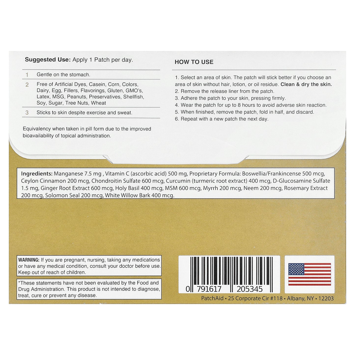 PatchAid, Glucosamine & Chondroitin Plus Patch, 30 Patches