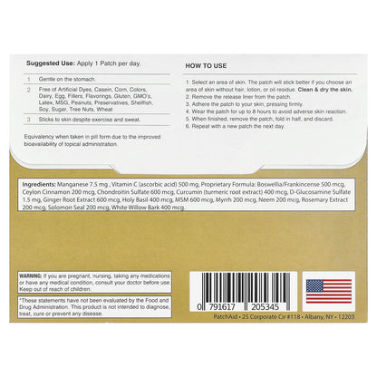 PatchAid, Glucosamine & Chondroitin Plus Patch, 30 Patches