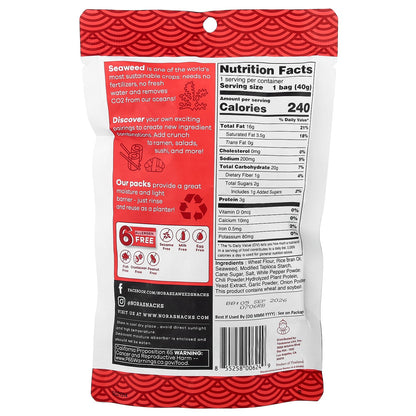 Nora Snacks, Seaweed Snacks, Tempura, Spicy, 1.41 oz (40 g)