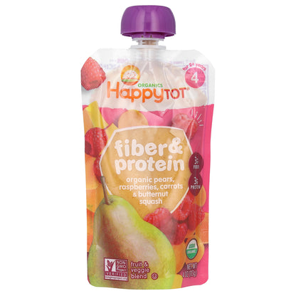 Happy Family Organics, Happy Tot®, Fiber & Protein, For 2+ Years, Organic Pears, Raspberries, Carrots & Butternut Squash, 4 oz (113 g)