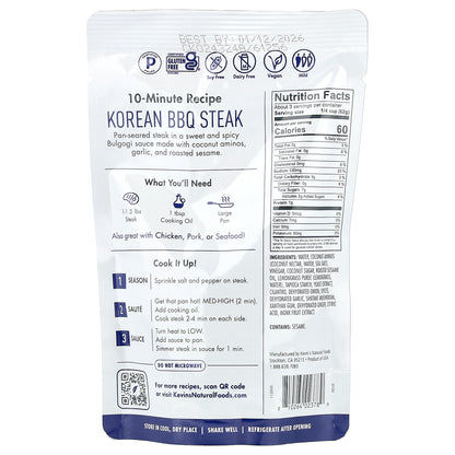 Kevin's Natural Foods, Korean BBQ Sauce, Mild, 7 oz (198 g)
