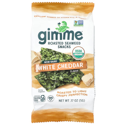 gimMe, Roasted Seaweed Snacks, White Cheddar, 6 Pack, 0.17 oz (5 g) Each