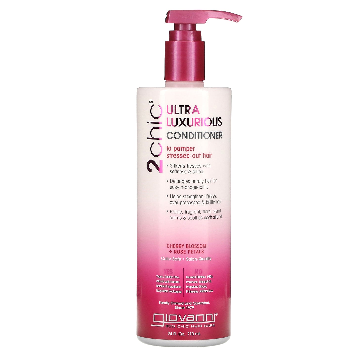 Giovanni, 2chic, Ultra-Luxurious Conditioner, To Pamper Stressed-Out Hair, Cherry Blossom + Rose Petals, 24 fl oz (710 ml)