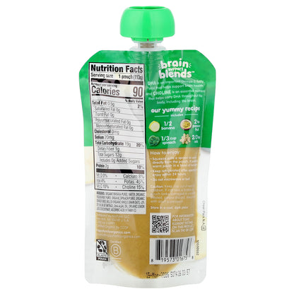 Happy Family Organics, Happy Baby®, Brain Support Blends™, 6+ Months, Organic Bananas, Passion Fruit, Spinach, & Oats, 4 oz (113 g)