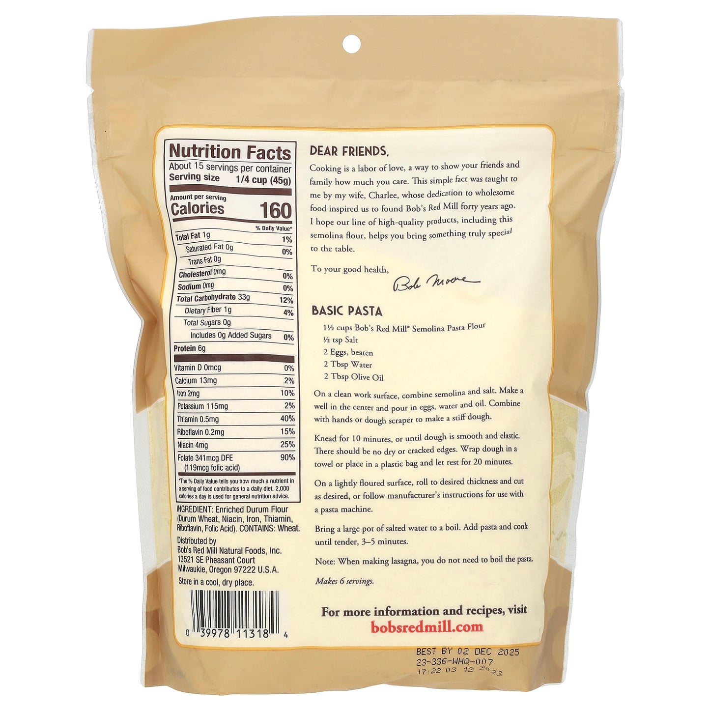 Bob's Red Mill, Semolina Flour, 24 oz (680 g)
