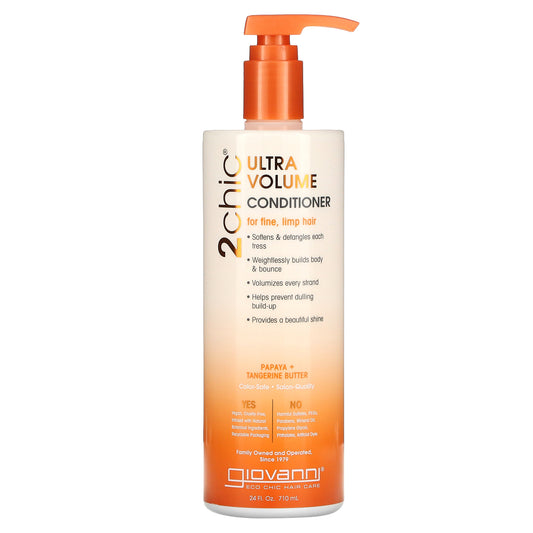 Giovanni, 2chic, Ultra-Volume Conditioner, For Fine, Limp Hair, Papaya + Tangerine Butter, 24 fl oz (710 ml)