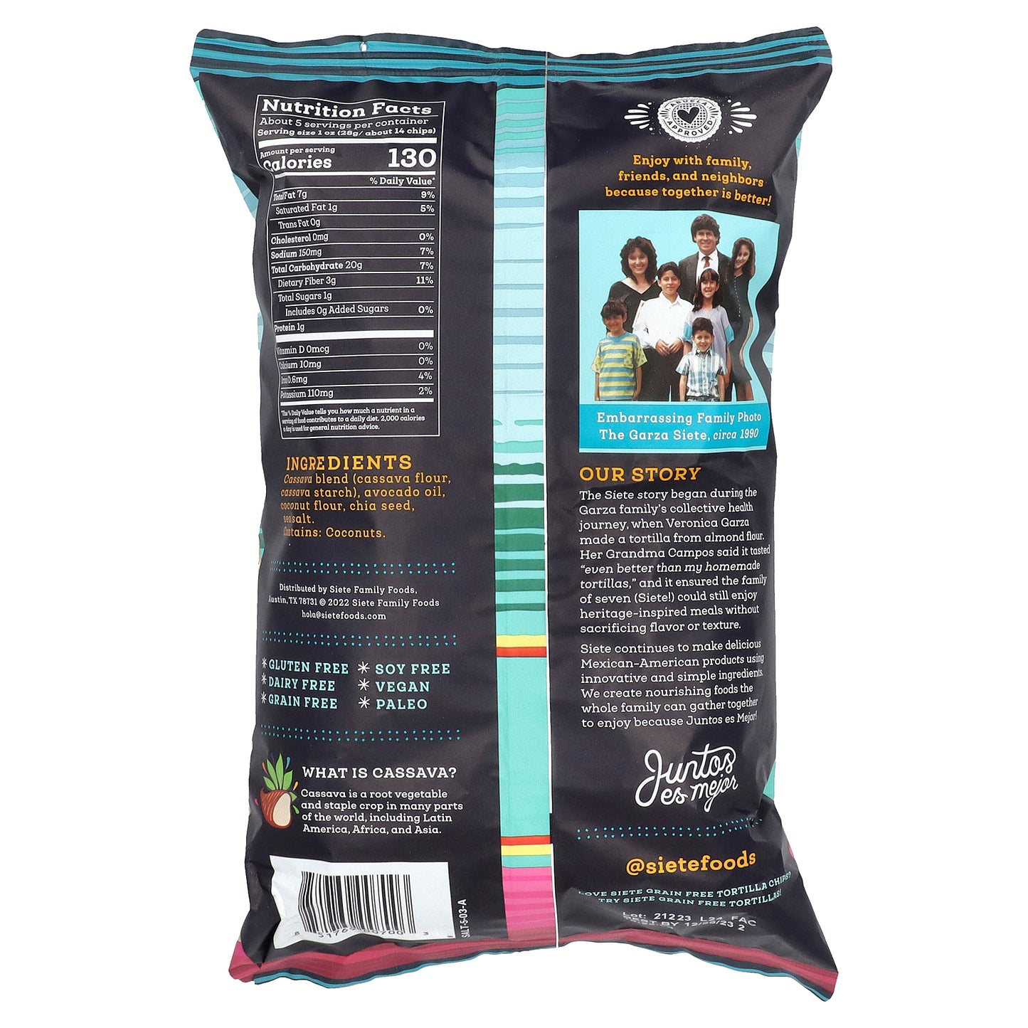 Siete, Grain Free Tortilla Chips, Sea Salt,  5 oz (142 g)