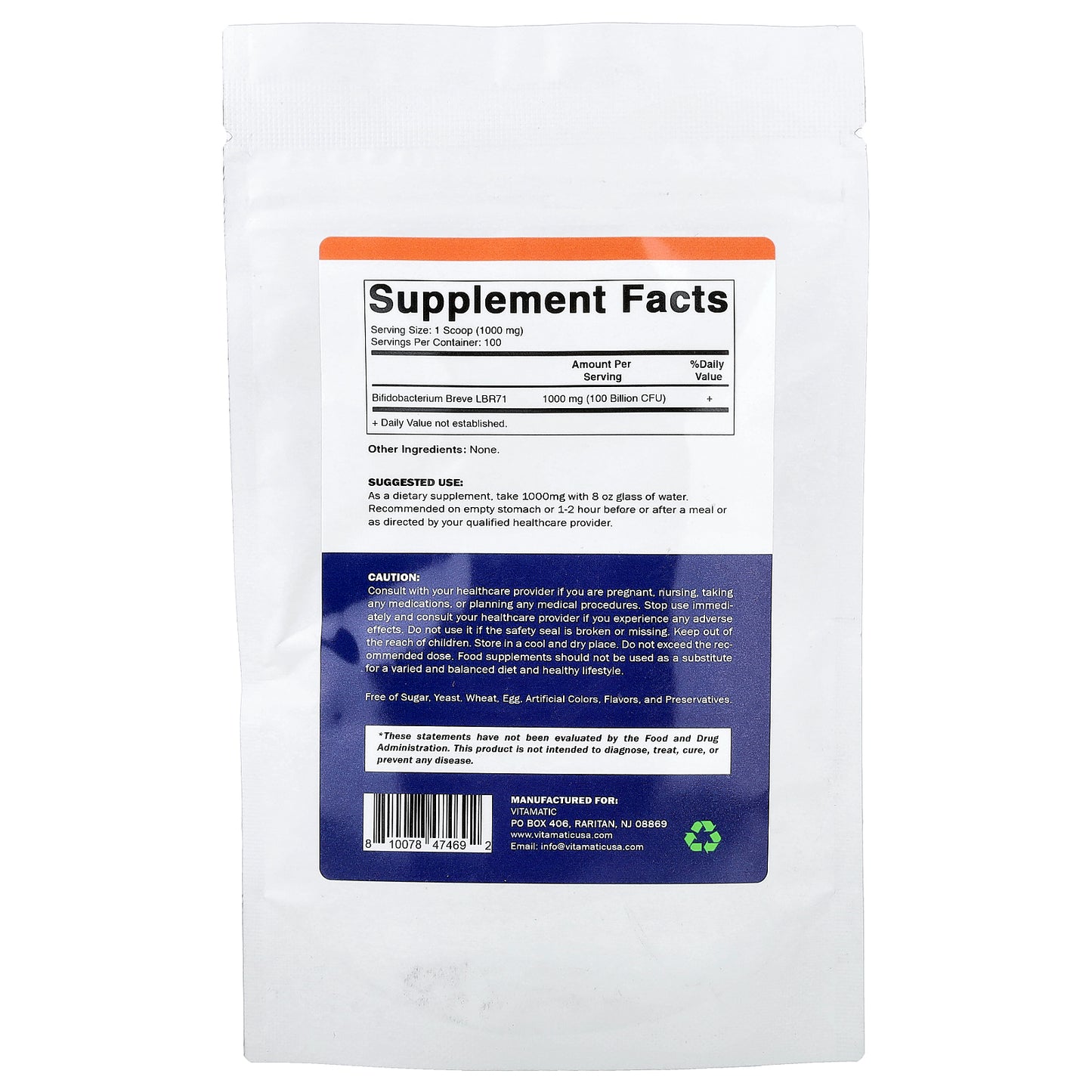 Vitamatic, Bifidobacterium Breve, 3.5 oz (100 g)