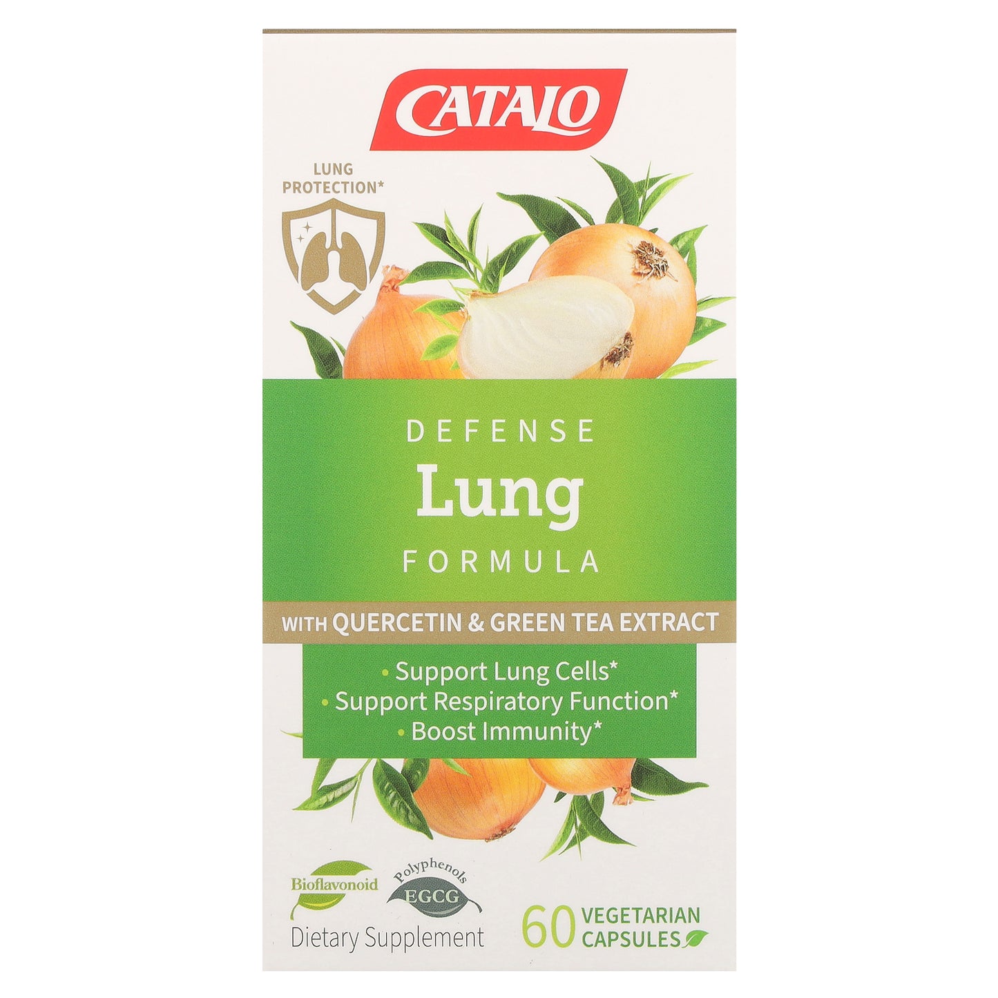 CATALO, Defense Lung Formula with Quercetin & Green Tea Extract, 60 Vegetarian Capsules