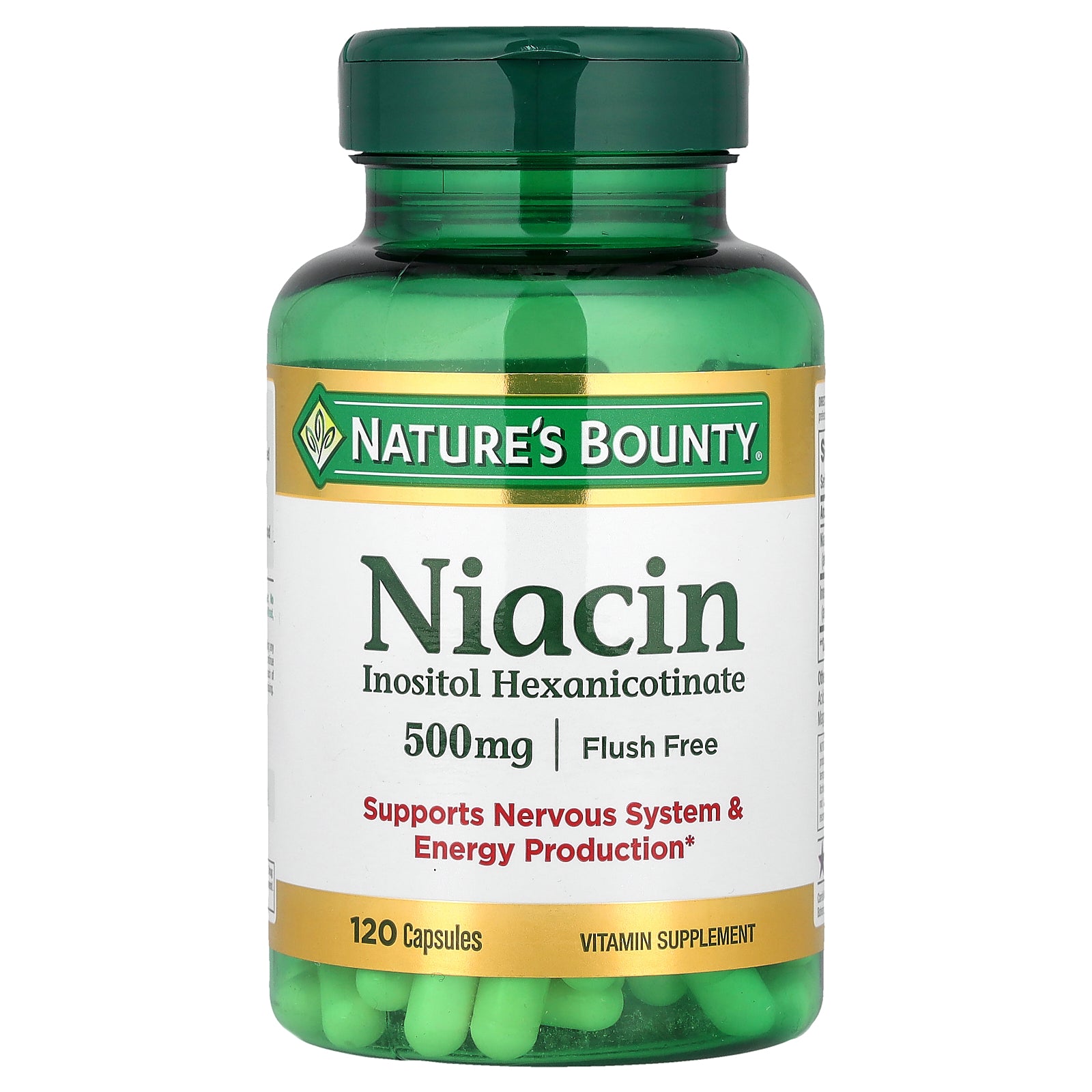 Nature's Bounty, Niacin, Flush Free, 500 mg, 120 Capsules