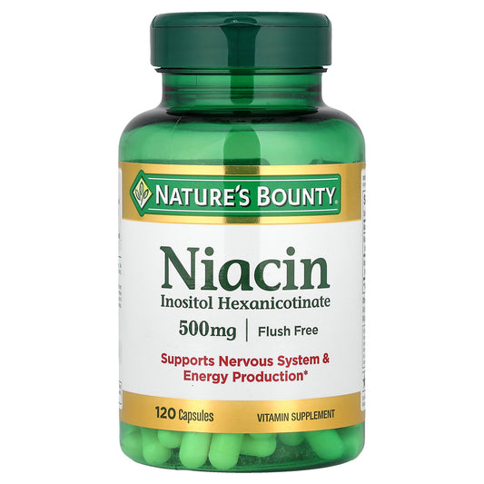 Nature's Bounty, Niacin, Flush Free, 500 mg, 120 Capsules