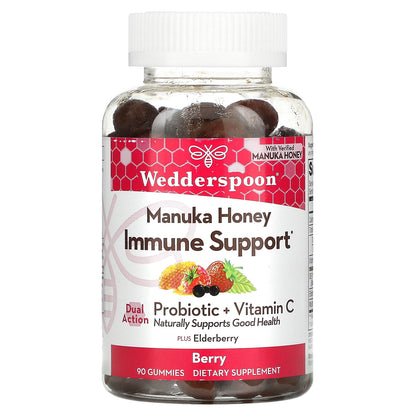 Wedderspoon, Manuka Honey, Immune Support, Berry, 90 Gummies