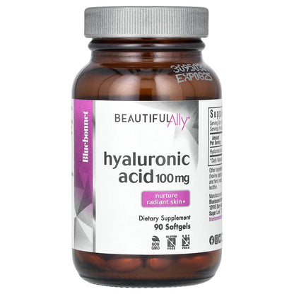 Bluebonnet Nutrition, Beautiful Ally, Hyaluronic Acid, 100 mg, 90 Softgels