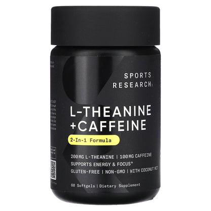 Sports Research, L-Theanine & Caffeine, 2-in-1 Formula, 60 Softgels