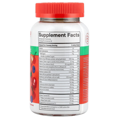 SmartyPants, Kids Organic, Multi & Omegas Gummies, Mixed Berry and Cherry, 120 Gummies