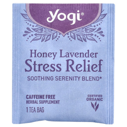 Yogi Tea, Stress Relief, Honey Lavender, Caffeine Free, 16 Tea Bags, 1.02 oz (29 g)