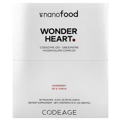 Codeage, Nanofood, Wonder Heart, Raspberry, 30 Pouches, 0.3 fl oz (10 ml) Each