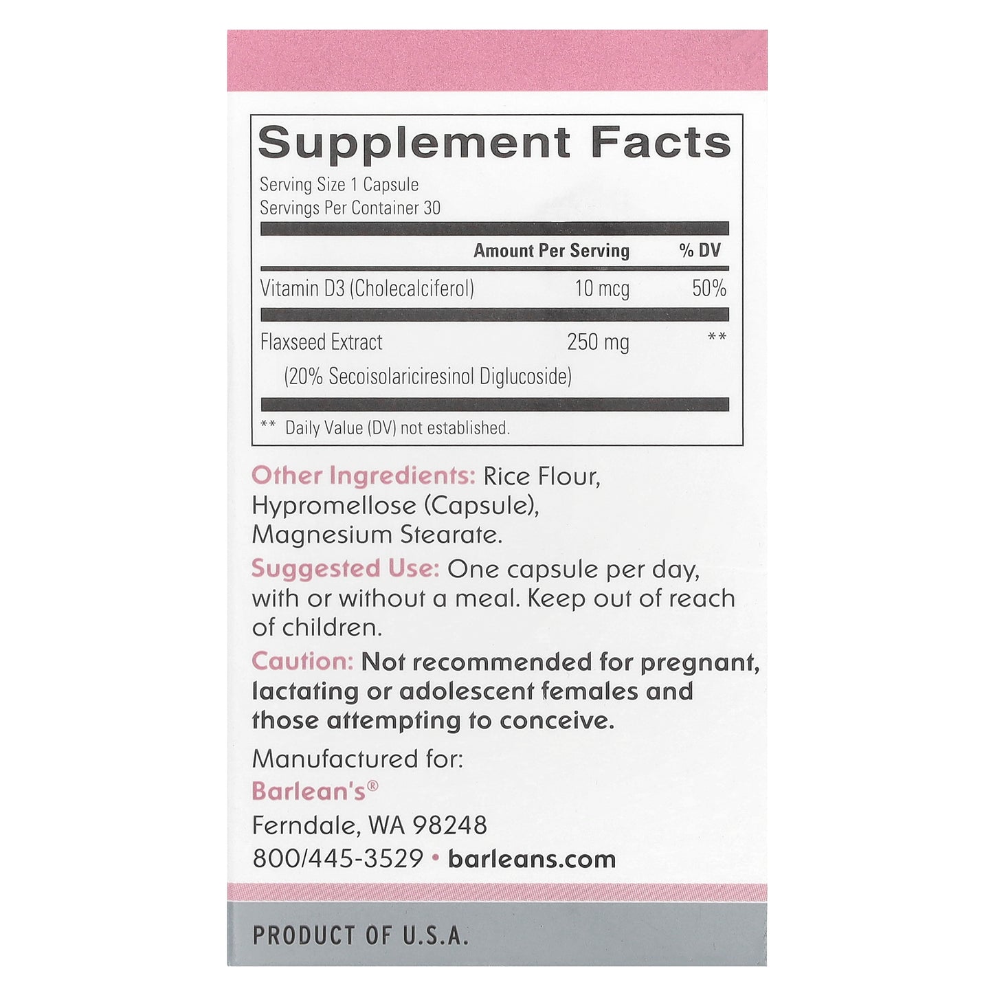 Barlean's, Brevail Plant Lignan Extract, 30 Capsules