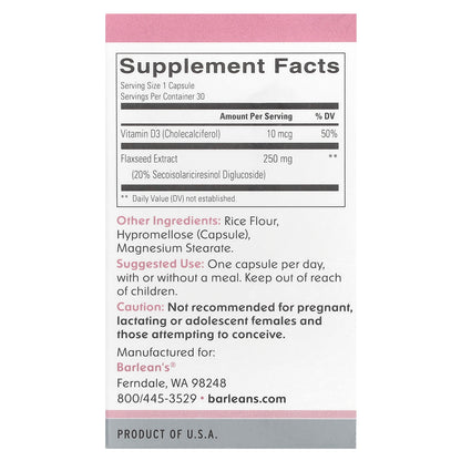 Barlean's, Brevail Plant Lignan Extract, 30 Capsules