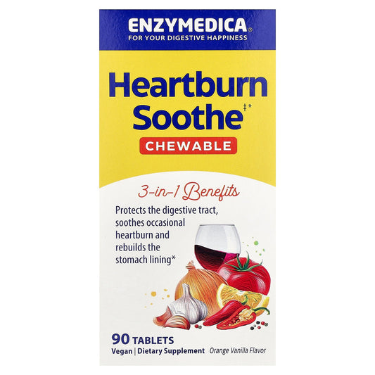Enzymedica, Heartburn Soothe, Orange Vanilla, 90 Tablets