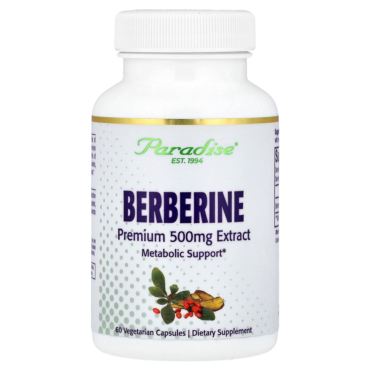 Paradise Herbs, Berberine , 500 mg, 60 Vegetarian Capsules