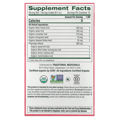 Traditional Medicinals, Organic Mother's Milk®, Original with Fennel & Fenugreek, Caffeine Free, 16 Wrapped Tea Bags, 0.99 oz (28 g)