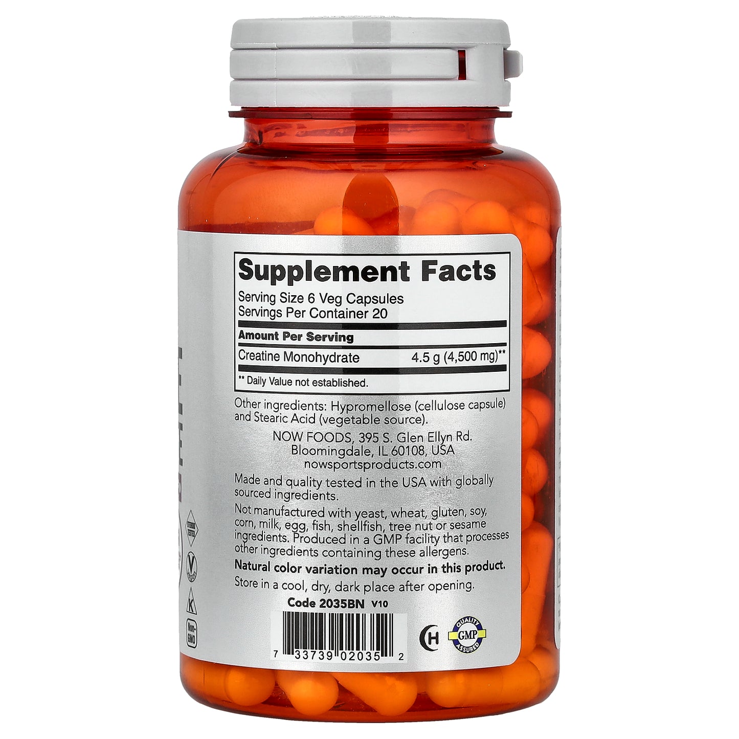 NOW Foods, Sports, Creatine Monohydrate, 120 Veg Capsules (0.75 g per Capsule)