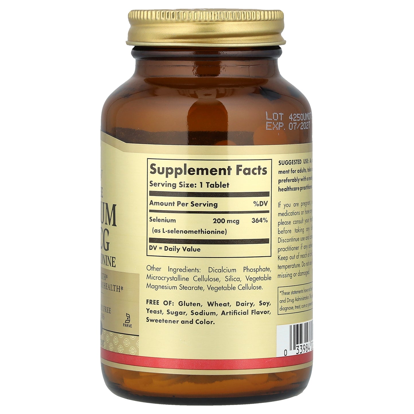 Solgar, Selenium, Yeast-Free, 200 mcg, 250 Tablets