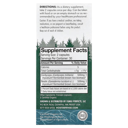 Host Defense, Mushrooms™, Cordychi®, 60 Capsules