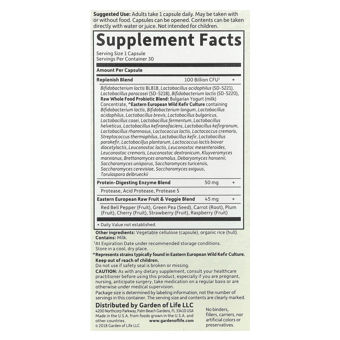 Garden of Life, RAW Probiotics, Ultimate Care, Shelf-Stable, 30 Vegetarian Capsules