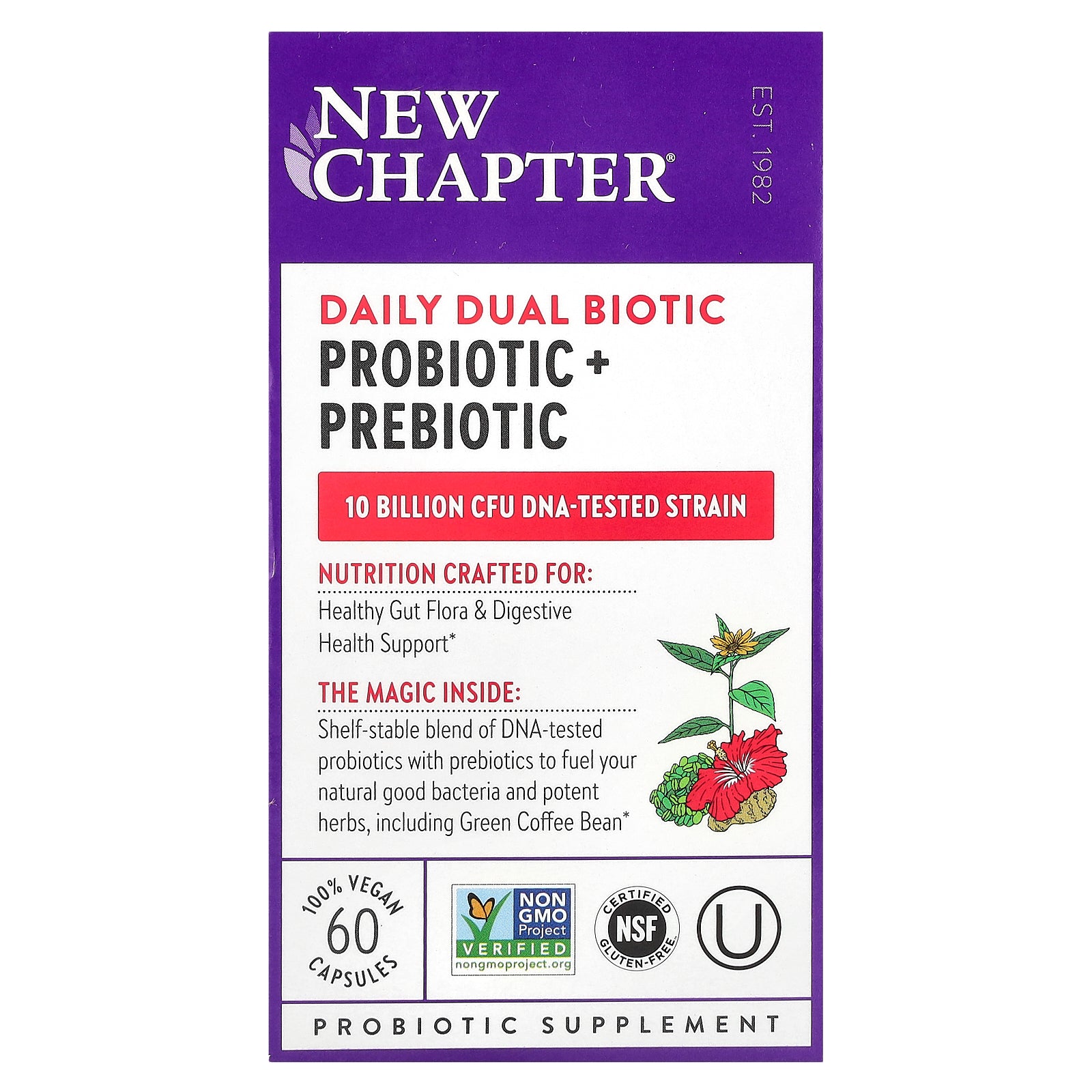 New Chapter, Daily Dual Biotic, Probiotic + Prebiotic, 60 Vegan Capsules