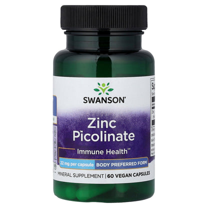 Swanson, Zinc Picolinate, 22 mg, 60 Vegan Capsules