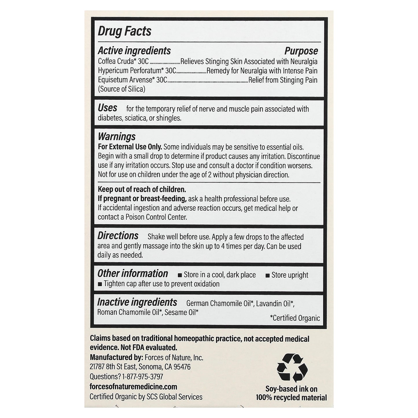 Forces of Nature, Nerve Pain Management, 0.37 fl oz (11 ml)