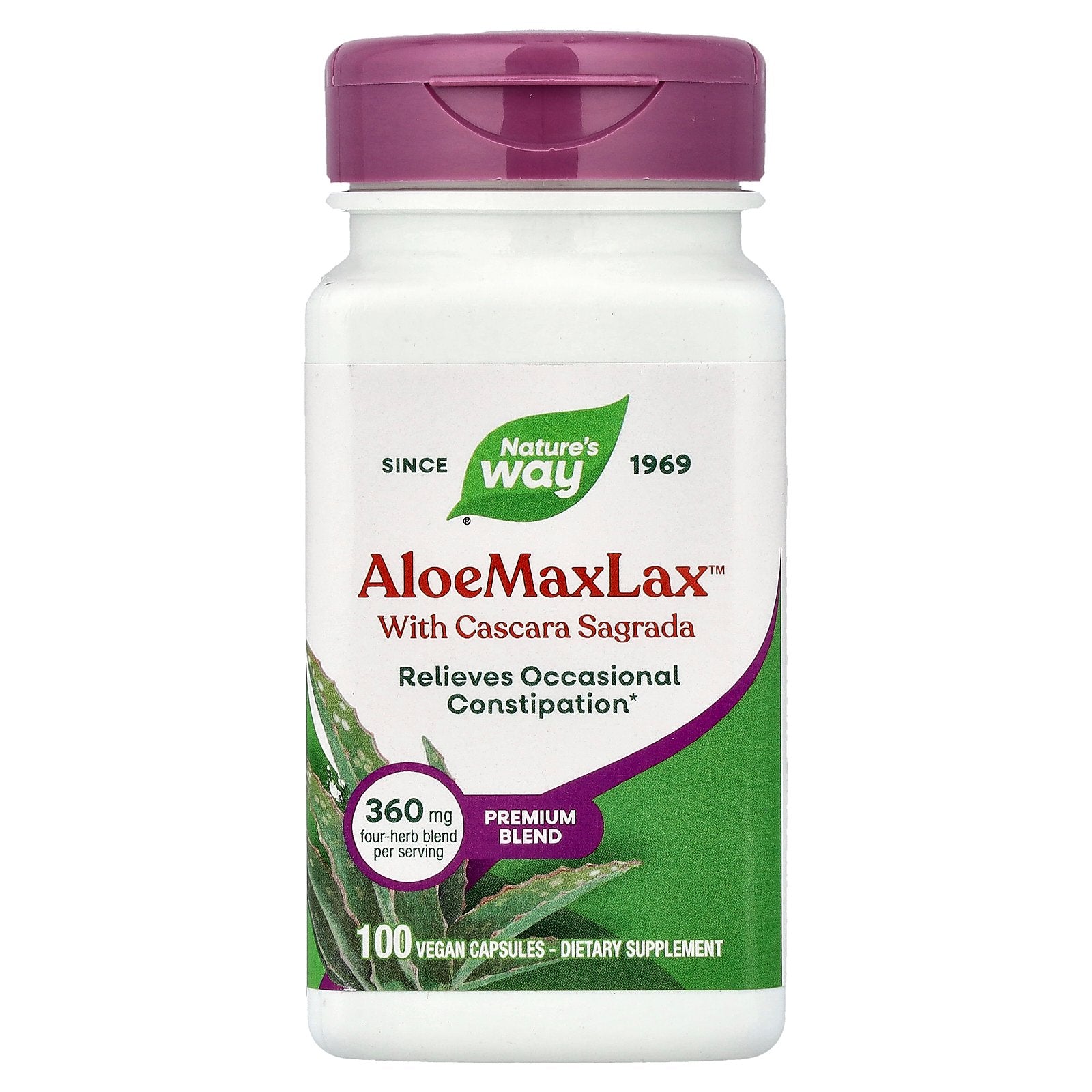 Nature's Way, AloeMaxLax™ With Cascara Sagrada, 100 Vegan Capsules