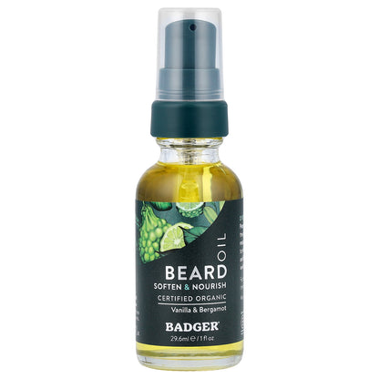 Badger, Beard Oil, Vanilla & Bergamot, 1 fl oz (29.6 ml)