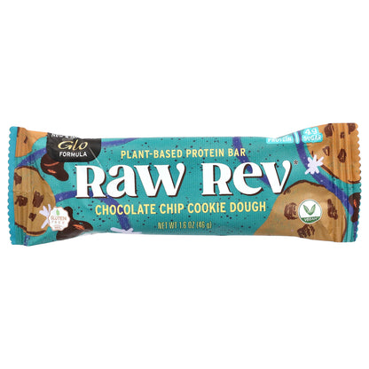 Raw Rev, Plant-Based Protein Bar, Chocolate Chip Cookie Dough, 12 Bars, 1.6 oz (46 g) Each