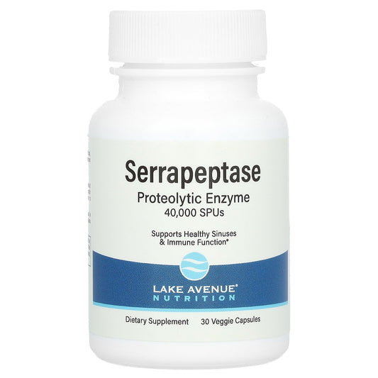 Lake Avenue Nutrition, Serrapeptase, Proteolytic Enzyme, 40,000 SPUs, 30 Veggie Capsules