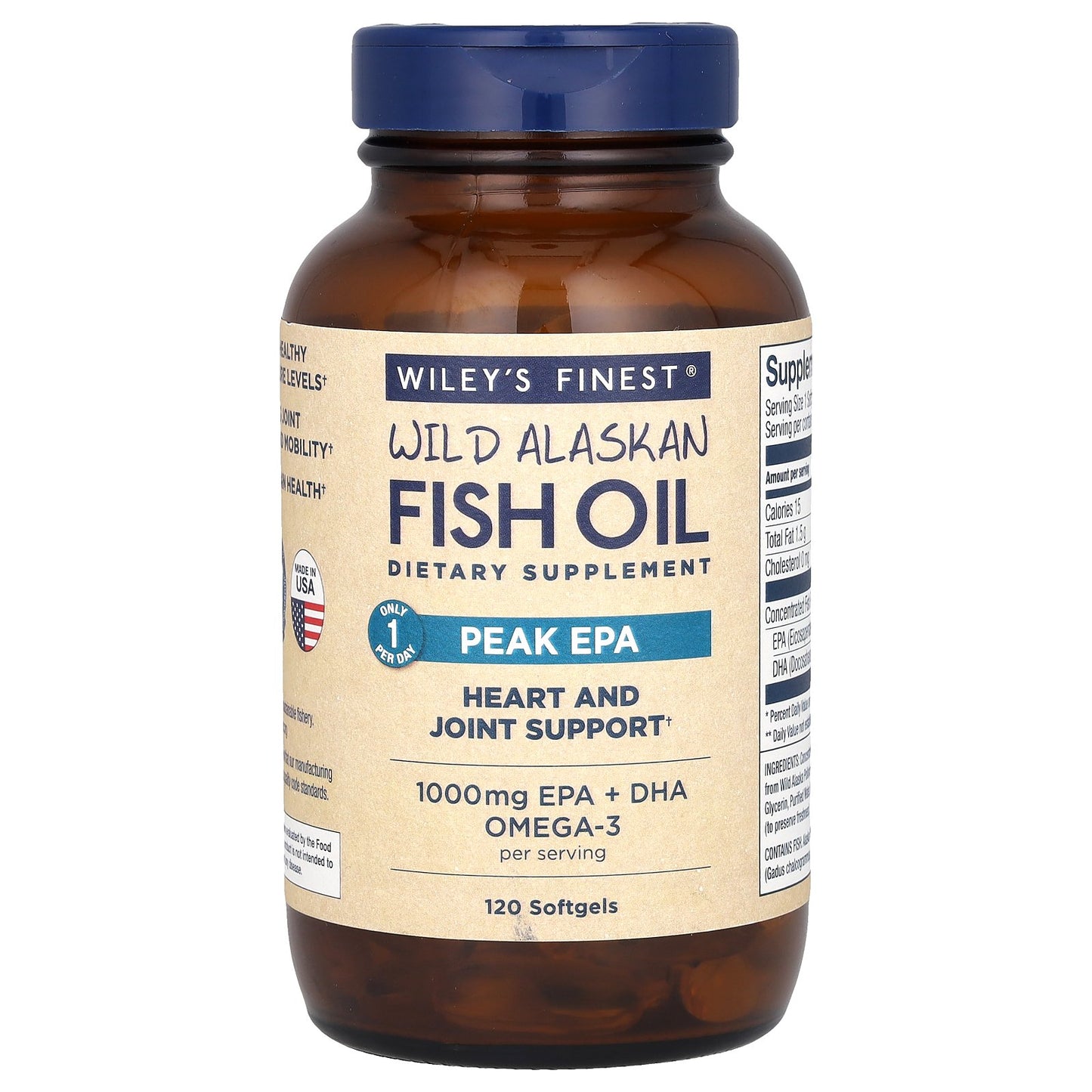 Wiley's Finest, Wild Alaskan Fish Oil, Peak EPA, 120 Softgels